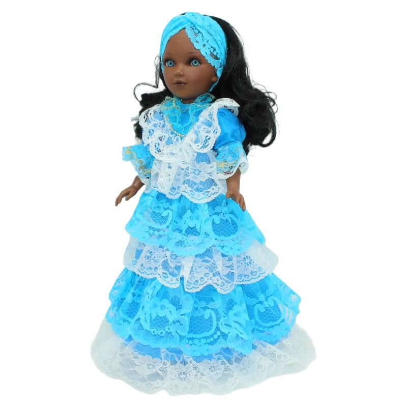 FOLK Muñeca Mari's mulata Yemaya Vidal Rojas Dolls Original 41 cm. colección Vestido religioso santera. Fabricada en España Artesanía
