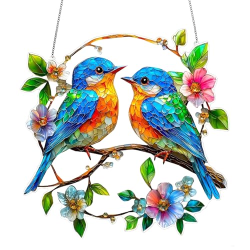 Caelura Sonnenfänger, Fensterdeko HäNgend Modern, Kolibri-Sonnenfänger Fenster, Vogel-Anhänger aus Acryl mit Kette, für Fenster, Terrasse, Wand, Haus und Garten