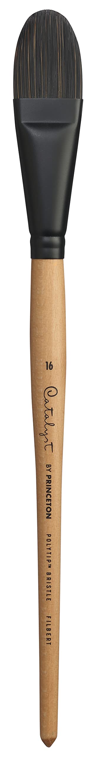 PRINCETON ARTIST BRUSH CO.Princeton Catalyst Polytip, Brushes for Acrylic and Oil, Series 6400 Long Handle, Filbert, Size 16, Wood