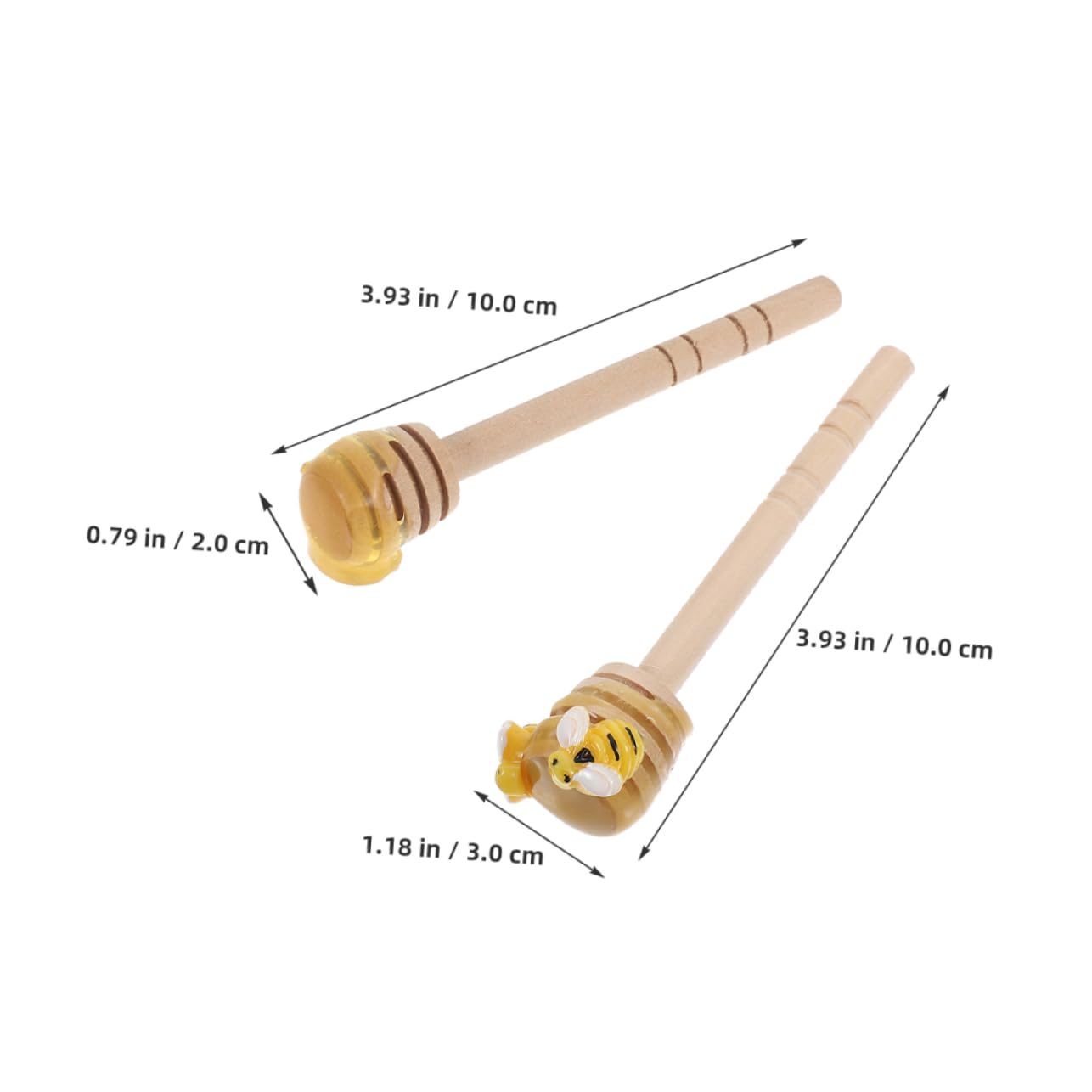 SHOWERORO 2pcs Wooden Honey Stirrer Sticks Bee Decor for Coffee Jam Dessert Display