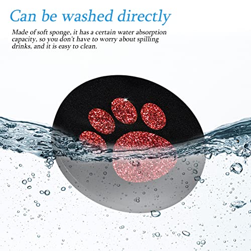 Auceli 2 Pack Car Cup Holder Coasters, 2.75In Bling Glitter Rhinestone Paw Print Cup Coaster, Rubber Non-Slip Insert Auto Drink Mat, Universal Car Interior Accessories For Suv, Truck, Rv (Red) #TOP4