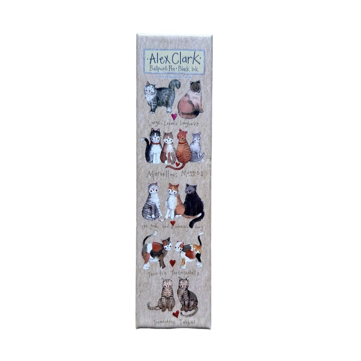 Alex Clark Marvellous Moggies Cat Ball Point Pen - Stationery writing gifts - black ink - ideal for office and school - in gift box - animals and florals - Cat lover gifts