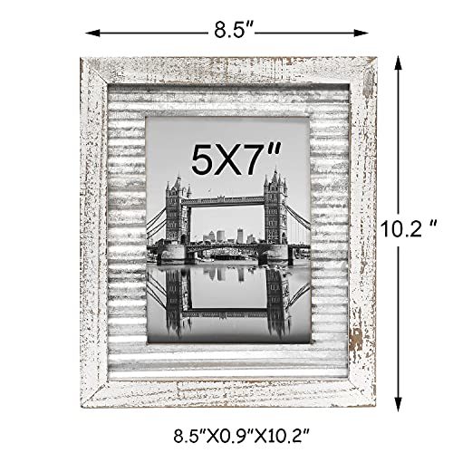 Deco De Ville White 5" X 7" Picture Photo Frame, Rustic Distressed Solid Wood With Real Glass For Wall Or Tabletop Display Picture #TOP3