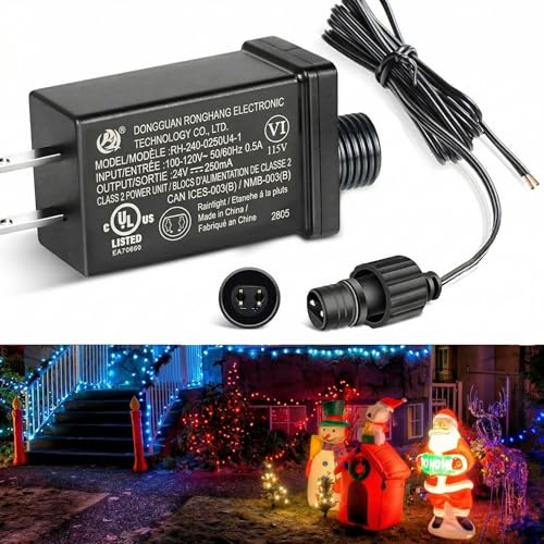 Image of 2Pack 24V 6W Class 2 Power Supply, AC to DC Low Voltage Transformer, IP44 Waterproof LED Strips Light Adapter Driver, for Halloween, Christmas, ETL Listed