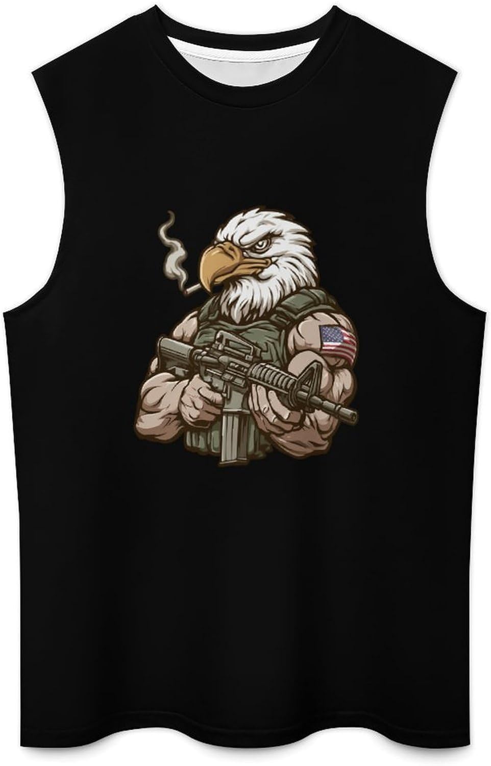 U.S. Tactical Bald Ea-gle Men Summer Sleeveless Crew Neck Top 5XL
