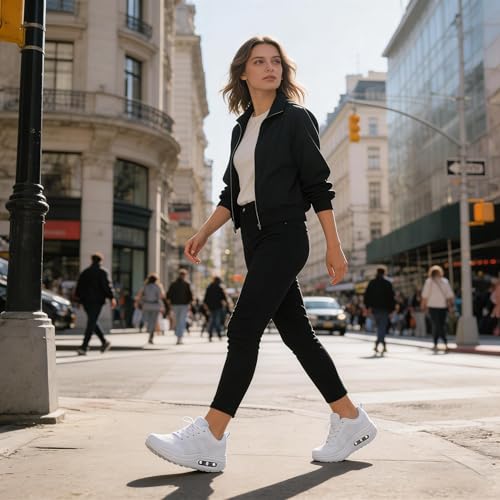 Image of RUIDENG Platform Sneakers for Women Air Cushion | Walking Shoes Women Comfortable All Day | Thick Rocker Bottom