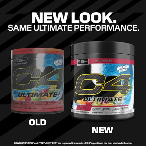 Image of C4 Ultimate Pre Workout Powder - Sugar Free Preworkout Energy Supplement for Men & Women - 300mg Caffeine + TeaCrine + Dynamine + Creatine - Hawaiian Punch Fruit Juicy Red, 20 Servings