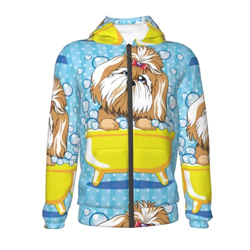 Dog Takes a Bath in the Bathtub Kids Pullover Hoodies Boys Zip Up Sweatshirts Girls Athletic Clothes with Pocket2