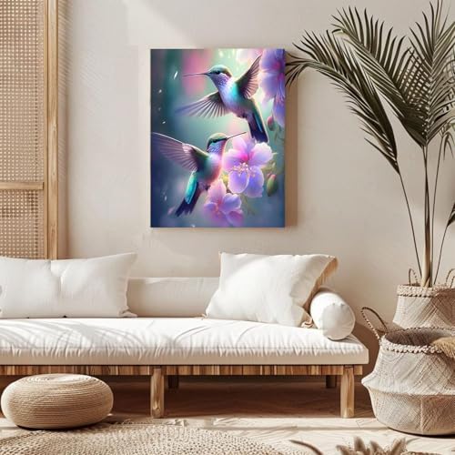 Image of BXXRBX Hummingbird Stamped Cross Stitch Kits for Adults- Embroidery Kit for Adults Bird, DIY Colorful Embroidery Needlepoint Kits for Wall Decor Arts and Craft 12x16inch