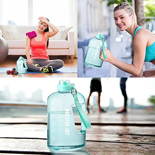 Image of 2.5 Liter Motivational Sports Gym Bottle Daily Water Intake With Time Markings Bpa-Free. Leak Proof For Adults For Gym, Travel And Office (Green+Purple) - Plastic