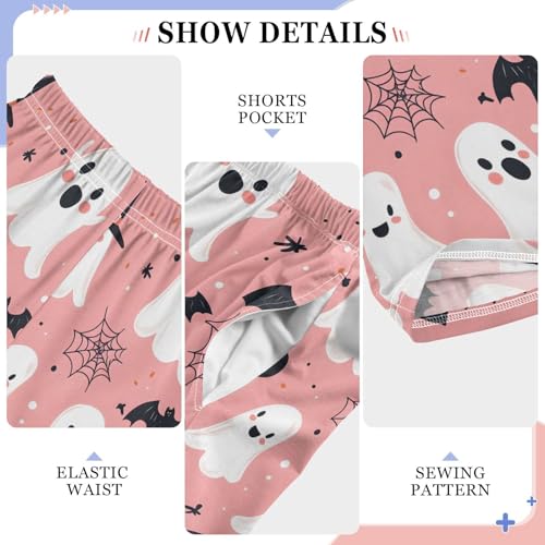 Pink Ghosts Bat Pajama Pants Long Sleep Pants Soft Pajama Bottoms With Pockets3