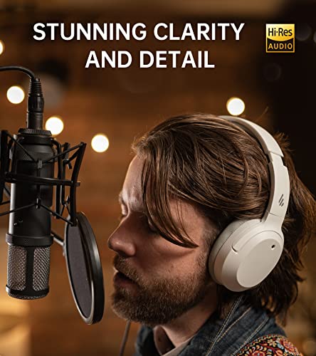 Image of Edifier W820Nb Hybrid Active Noise Cancelling Over-Ear Headphones - White - Over Ear with Wireless Connection
