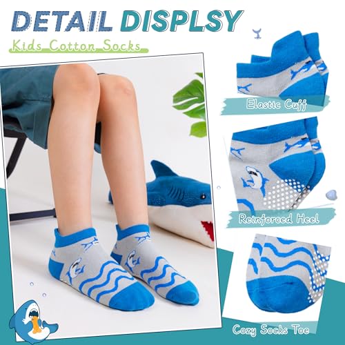 Image of Eyean Kids Ankle Cotton Socks Cute Animal Pattern Soft Non Slip Boys Girls No Show Socks 6 Pairs