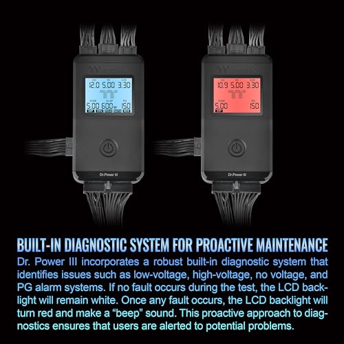 Image of Thermaltake Dr. Power III Pro; ATX Power Supply Tester; Voltage /Continuity /PG; up to ATX12V v3.1 spec; 24pin Main Board /12V-2X6 / 4+4 EPS /6+2 PCIe /SATA /Molex; Color Display; Black; AC-083-OO1NAN-A1