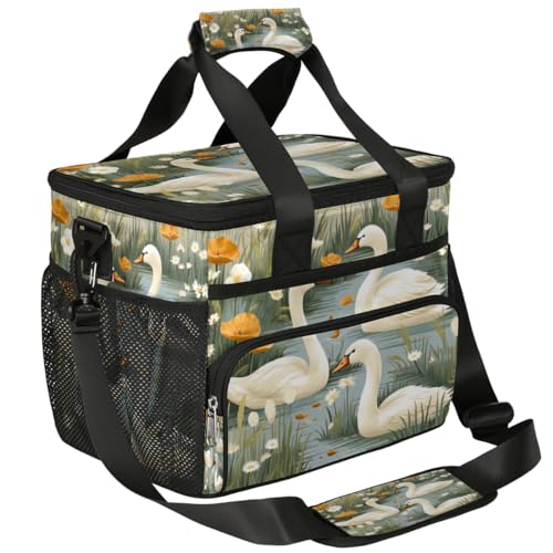 Goose Swimming Insulated Picnic Backpack Lunch Box for Women Men Picnic Basket Tote Lunch Bag Picnic Bag Portable Lunch Bags for Picnic, Beach, Work, Trip,Office, Camp Goose