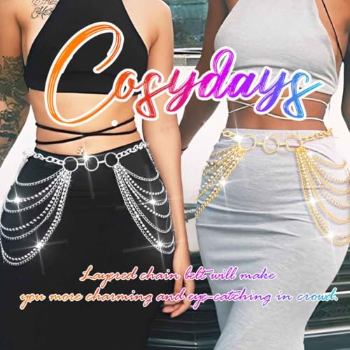 COSYDAYS Silver Rhinestone Chain Belt Sparkly Diamond Waist Chain Fashion for Women4