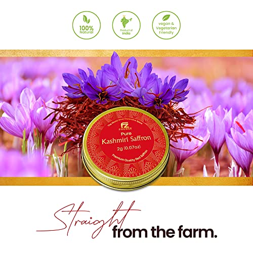 Fouzee Pure Kashmiri Saffron Threads, Finest Dark Red Saffron Spice For Cooking Paella Rice, Persian Rice, And Making Tea Or Golden Milk, Saffron Pack Of 1, 2 Grams #TOP1
