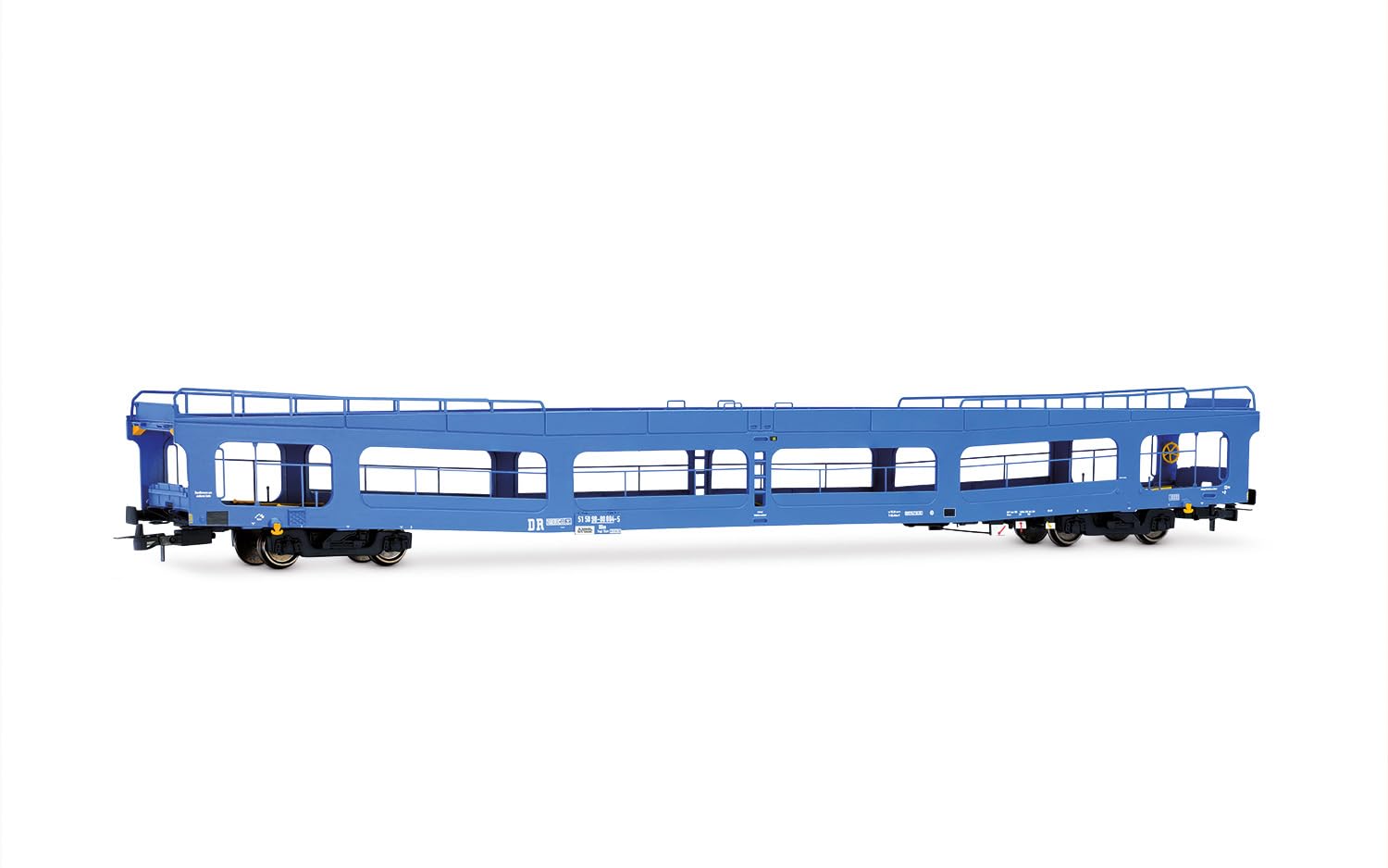 Rivarossi HR4421 DR, confezione da 2 unità di trasportatori di auto DDm 916, livrea blu, ep. IV Ferrovia 2x Carrozze