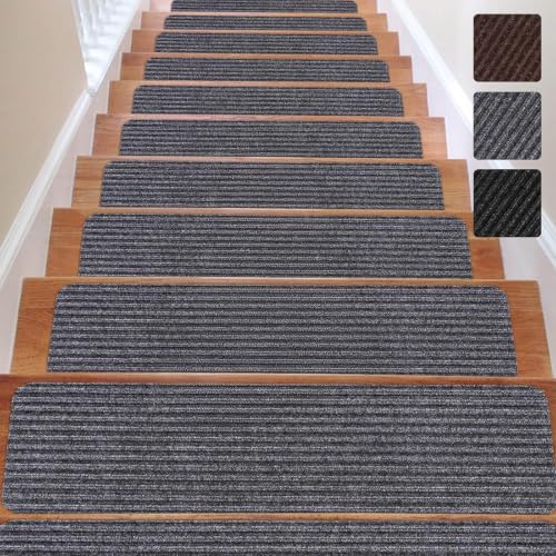 RIOLAND Non-Slip Carpet Stair Treads for Wooden Steps, 15 Pack, 8' x 30'