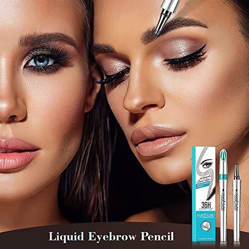 Eyebrow Microblading Pen with 4 Point Brow Pen Lift & Snatch Microblading Long-Lasting Waterproof Natural Eyebrow Hair (Dark Brown) — view 6