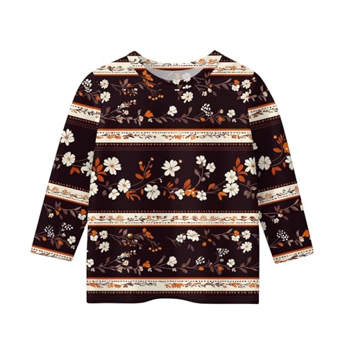 Teenage Girl Clothes Summer 3/4 Length Sleeve Crew Neck T Shirts Pullover Blouses Cute Three Quarter Length Tops3