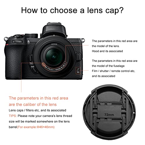 image for GAOAG 2 Pack 72mm Center Pinch Lens Cap for Nikon Canon Sony DSLR Comp