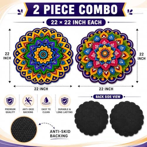 Image of 3D Floral Door Mat | Water Absorbent, Anti-Skid, Machine Washable Floor Mat | Soft Microfiber Carpet for Home, Living Room & Bedroom | Premium Decorative Mat (Multy, Round)