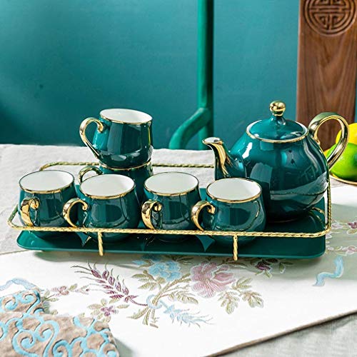 SXLCKJ Juegos de Tazas de té Juegos de Tazas de café de 8, Tetera de cerámica y 6 Tazas y Bandeja, Wat de Porcelana de… - Imagen 3
