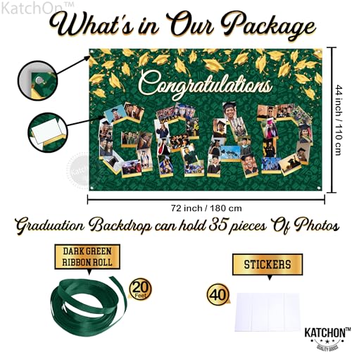 Image of KatchOn, Congratulations Graduation Photo Banner - 72x44 Inch | Personalized Graduation Banner, Graduation Decorations Class of 2026 | Green Graduation Backdrop for 2026 Graduation Decorations 2026