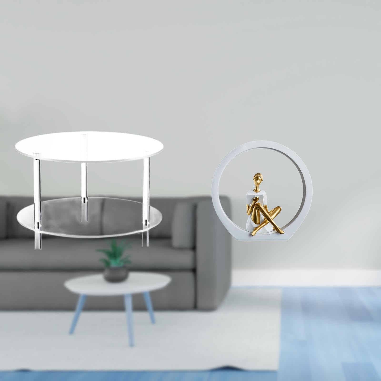 Enakshi® Clear Acrylic Side Table End Table Compact NightStand Furniture Assembly Living Room Bathroom Home Girl Figurine Women Statue Table Centerpieces Bedroom Readers Gift Bookshelf Farmhouse-image-40