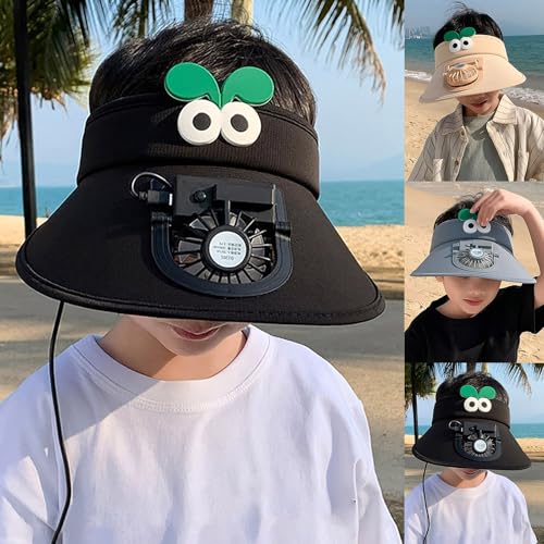 Solar Powered Fan Hat for Kid with 1 Removable Fans Wide Brim Sun Hat for Outdoor, Hiking Gardening, USB Solar Charging3