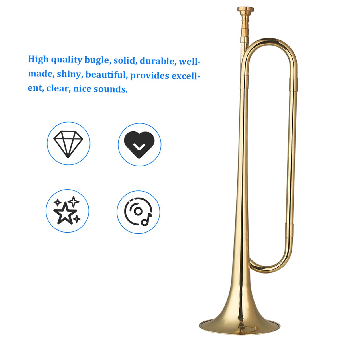 clairon musical,HUIOP Laiton C Bugle Call plaqué or Trompette Corne avec embout Instrument de musique pour débutants School Band Orchestre militaire (18,7 pouces),trompette