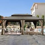 Domi Outdoor Living 12’ X 18’ Hardtop Gazebo, Outdoor Aluminum Frame Canopy with Galvanized Steel Do