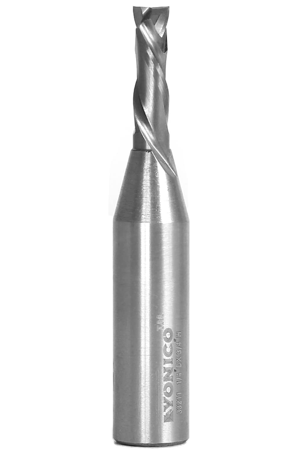 YONICO CNC Compression Bit 2 Flute Spiral End Mill Router Bit 1/4-Inch Diameter X 3/4-Inch Cutting Length 1/2-Inch Shank 33211-SC