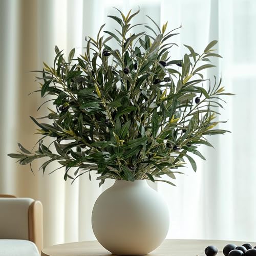 Bailikang 8PCS 24&rdquo; Artificial Olive Branches, Realistic Fake Olive Tree Branches with 712 Silk...