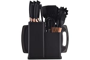 CraftedExcellence 19-Piece Black Stainless Steel Knife and Utensil Set: Elevate Your Culinary Game!