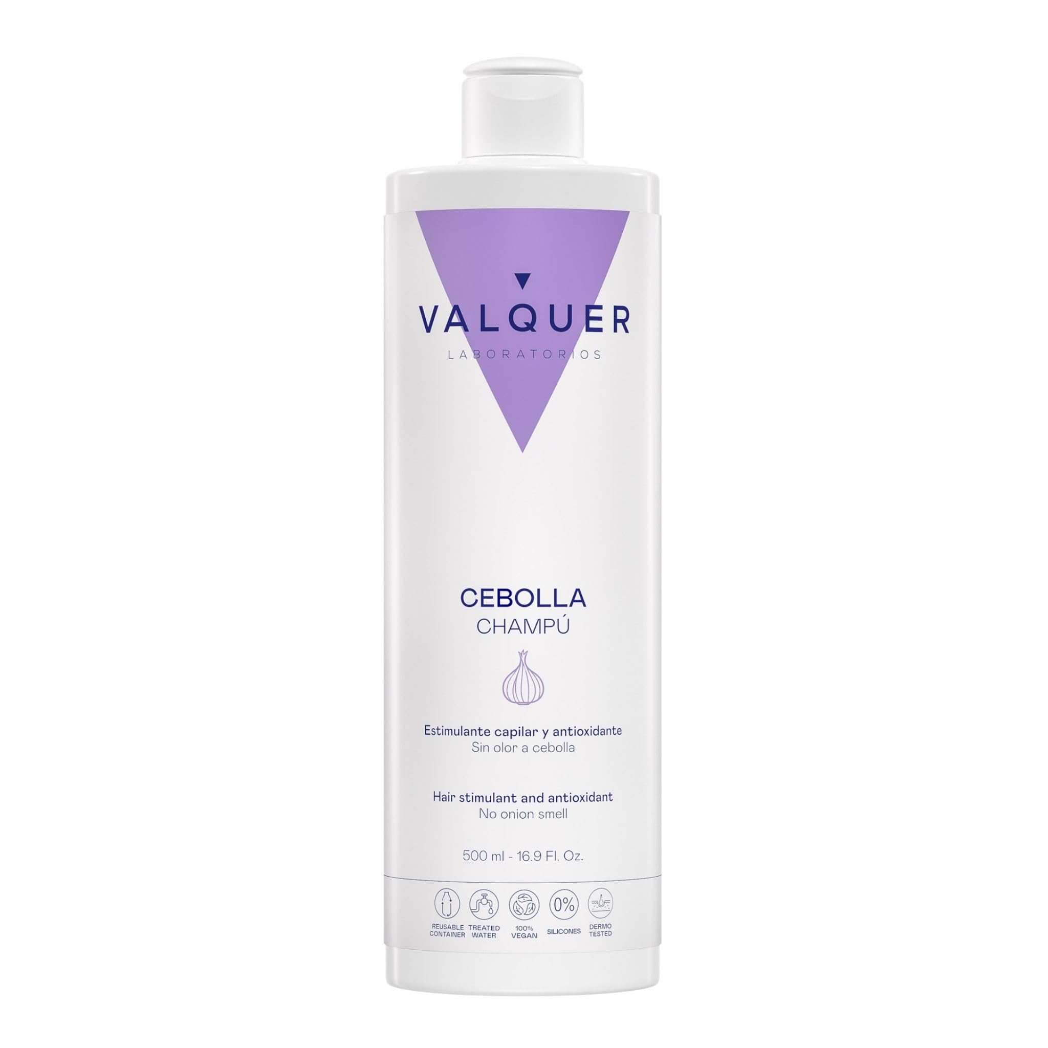 VALQUER Champú de Cebolla Regulador del Pelo Graso | Antioxidante con Efecto Anticaída que Revitaliza y Purifica | Aporta Fuerza, Volumen y Brillo | Todo Tipo de Cabellos | 500 ml