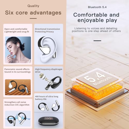 Écouteurs de sport Bluetooth 5.4 oreille étanches avec LCD