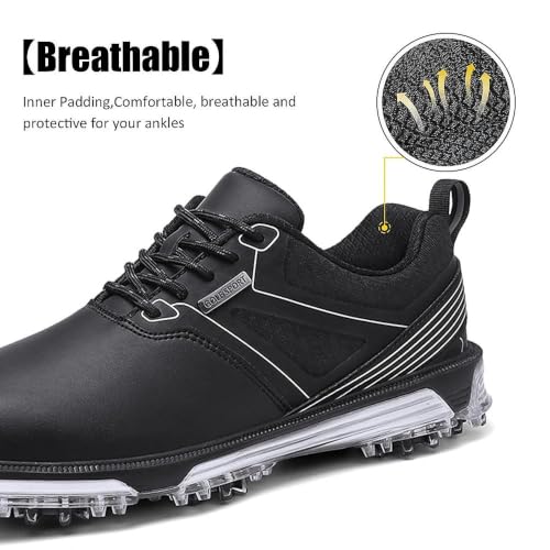 Image of ULTIANT Men's Golf Shoes Fixed Nailless Sole Waterproof Lightweight No-Slip Walking Shoes Size7.5-14