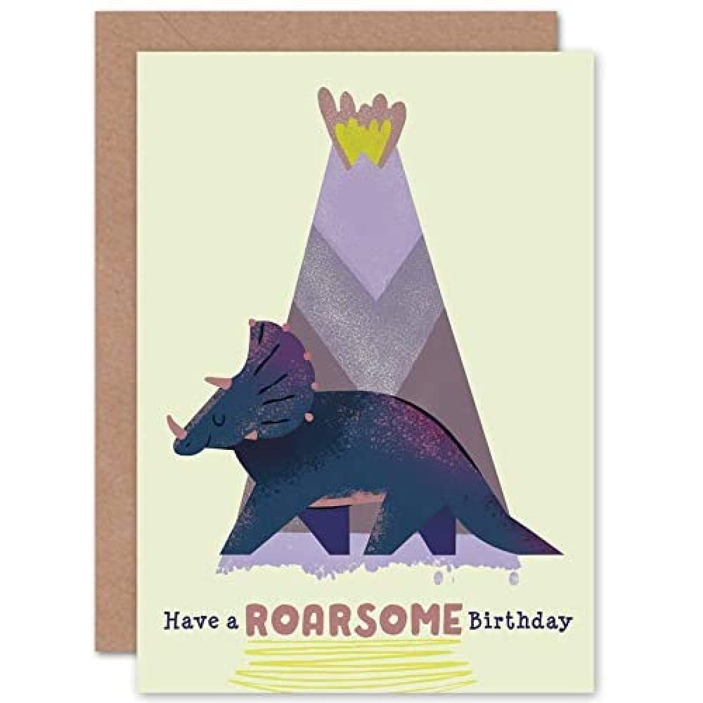 Wee Blue Coo Dinosaur Boys Birthday Card Triceratops