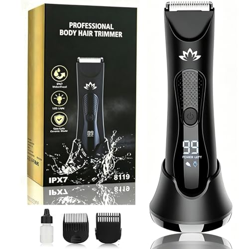 Suttik Manscape Body & Pubic Hair Trimmer for Men, Groin & Ball Trimmer Men, Electric Razor Mens Grooming Kit, Body Groomer Ball Shaver for Smooth Wet/Dry Shaving, Led Light
