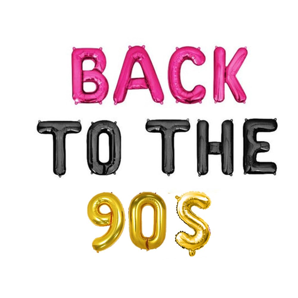 Back to the 90's Balloons, Retro Radio Back to the 90's Themed Decorations Party Banner Hip Hop 90th Birthday Party Supplies Banner Rock Punk Music Dance Disco Adult Birthday Banner 15Pcs of Geloar