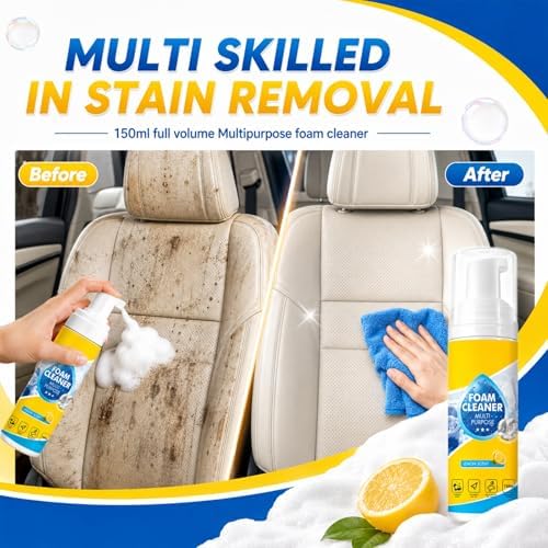 4-In-1 Multi-Enzyme Foam Cleaner,Foam Cleaner Multi Purpose,Powerful & Multipurpose Car Interior Foam Cleaners,All-Purpose Deep Cleaning Spray for Car Interior,Deep Clean Cars,Kitchen (2Pcs, 10 oz) - 1