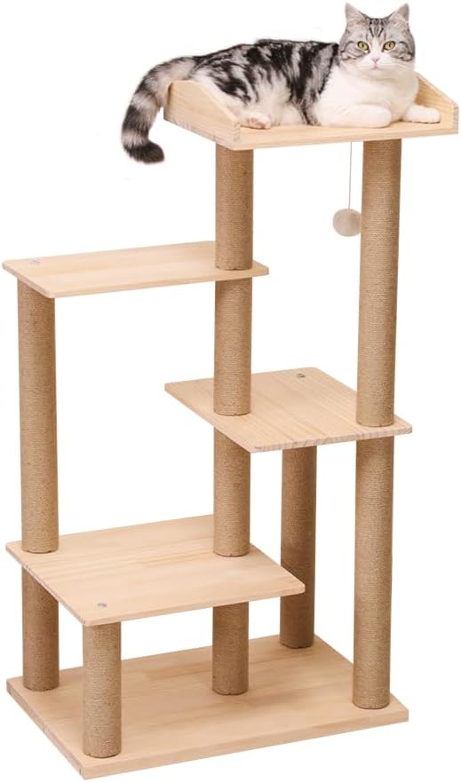 Heybly キャットタワー 据え置き型 高200cm ベージュ HCT033M Amazon | Heybly キャットタワー 大きな猫や多頭飼い 超スリム