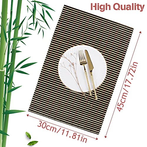 Gfware Placemats Natural Bamboo 8 Pack Black, Table Mats Heat Resistant Rectangular Wicker For Outdoor Farmhouse Kitchen Dining Table Decor #TOP2