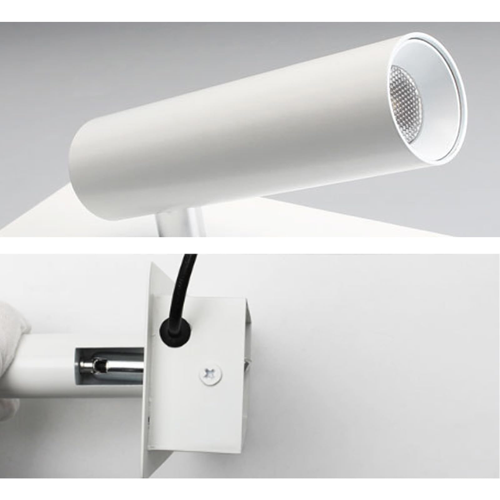 Lampa ścienna LED z portem ładowania USB, reflektor typu gęsia szyja, kinkiet do salonu, korytarza, obrotowy, konstrukcja z żelaza i aluminium