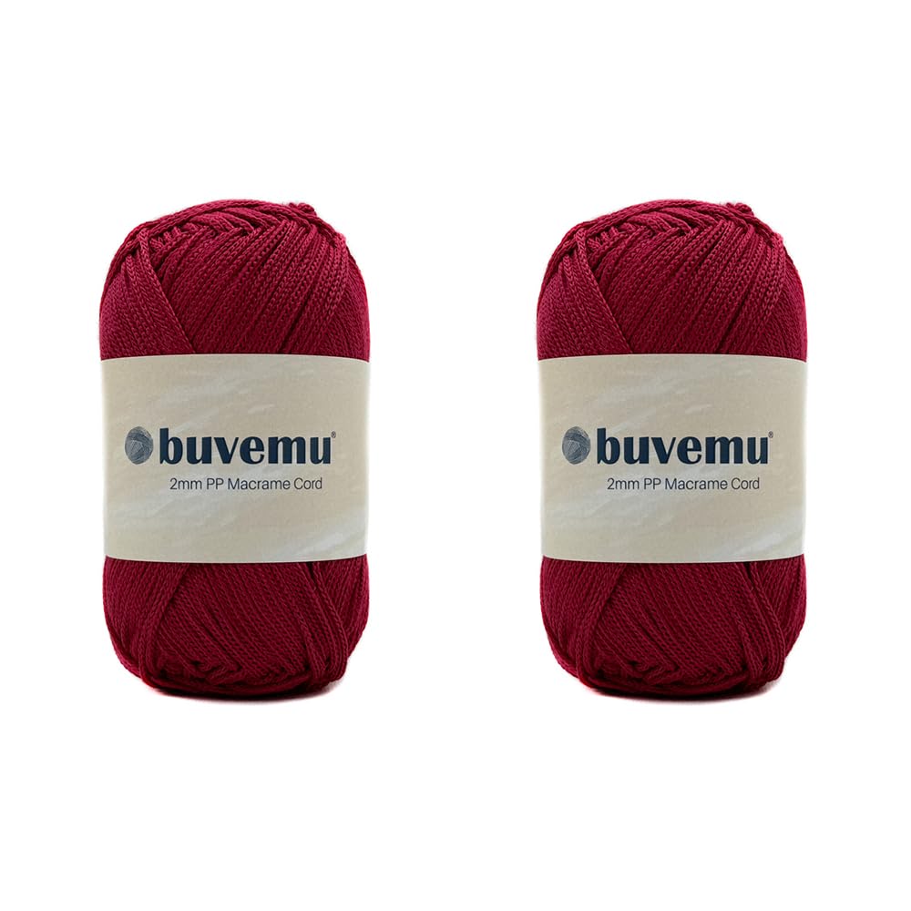 2 Skeins of Buvemu Polypropylene 2mm x 153 Yards (459 Feet) Macrame Cord for Crocheting Bags Wall Hanging Plant Hanger Boho Home Decorations 100 gram