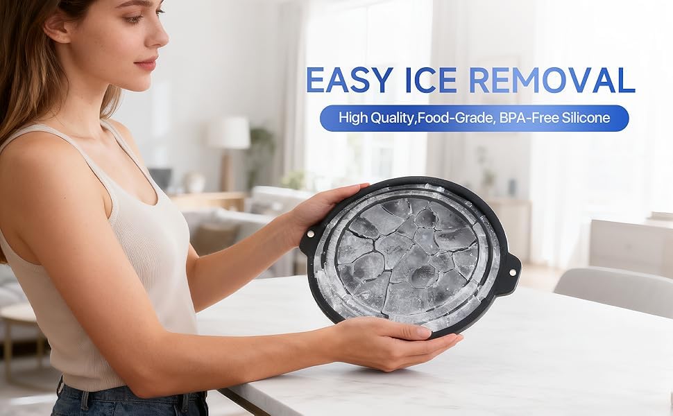 Image of Face Bowl for Ice with Built-in Ice Tray - Collapsible Silicone Facial Ice Bath Bowl for Cold Plunge Therapy, Skin Tightening & Acne Relief - Portable Spa Tool for Home & Travel(Round)