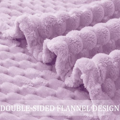 Image of Exclusivo Mezcla Extra Large Fleece Throw Blanket for Couch, 50x60 Inches Stylish Jacquard Soft Throw Blanket, Fuzzy Cozy Lightweight for Winter, Lilac Purple