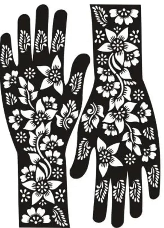 Heena Mehandi Mehendi Tattoo Stencil Sticker Set for | Hand | Body | Finger | Face | Heena Art Temporary Tatto for Kids, Girls & Women, (upper Pamp, 6, count)-image-47
